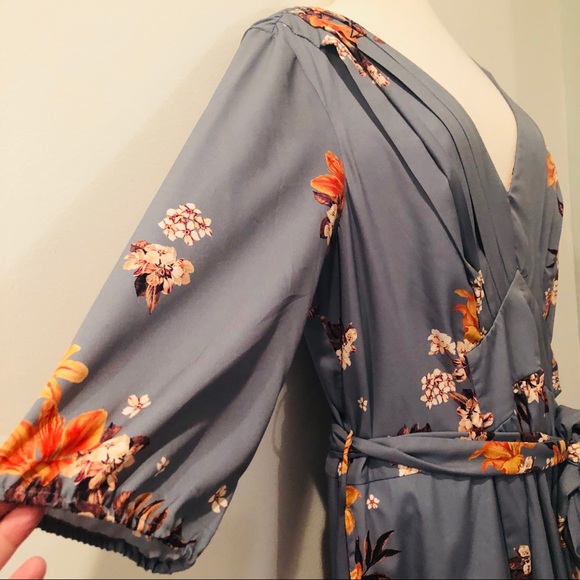 EShakti Pleated Floral Print Crepe Maxi Dress NWOT - Picture 8 of 11